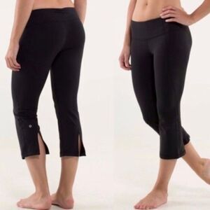 Lululemon leggings womens black gather and crow crop leggings size 6
